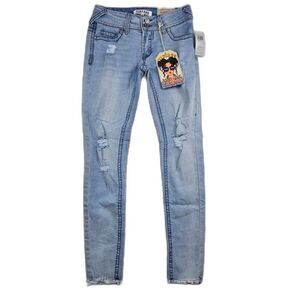 Vintage Almost Famous Distressed Skinny Jeans Light Wash Women's Size 0